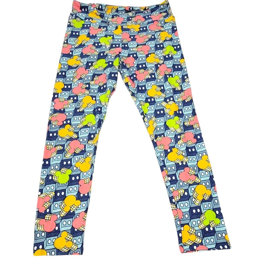 LuLaRoe Disney Women's Multicolor Mickey Mouse Pull On Leggings Tall Curvy L NWT